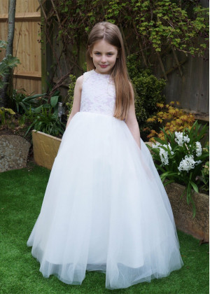 Cap Sleeves Velvet Tulle Flower Girl Dress